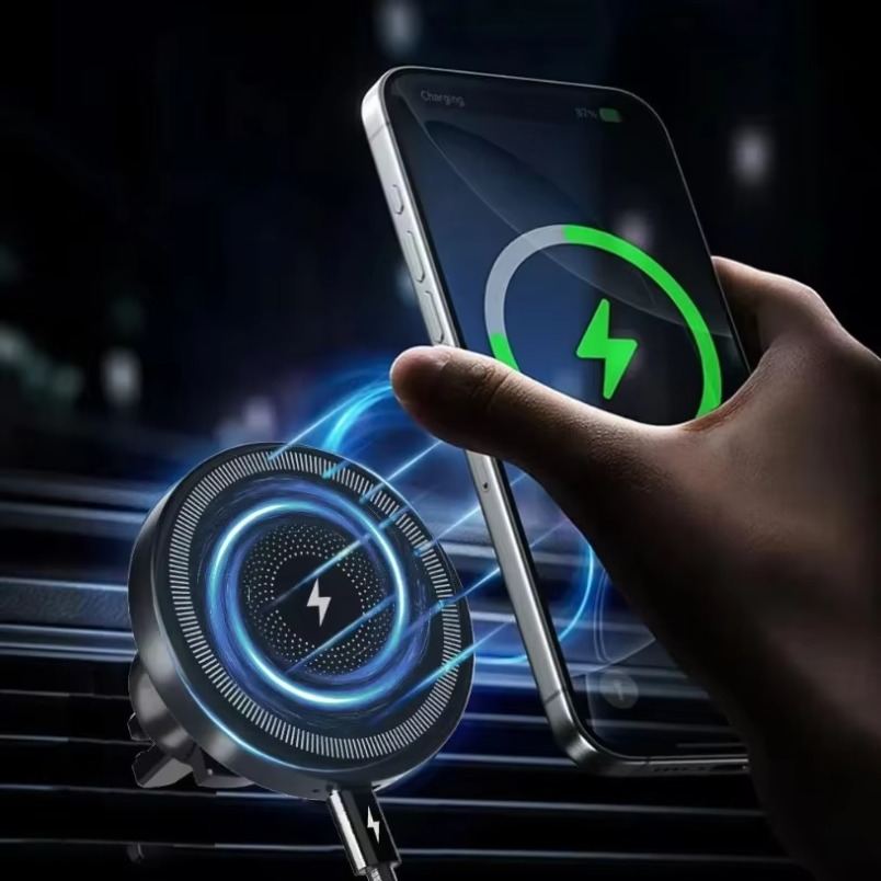 Wireless Car Charger Mount Fast Charging - Pengisi Daya Nirkabel Magnetik untuk Mobil,