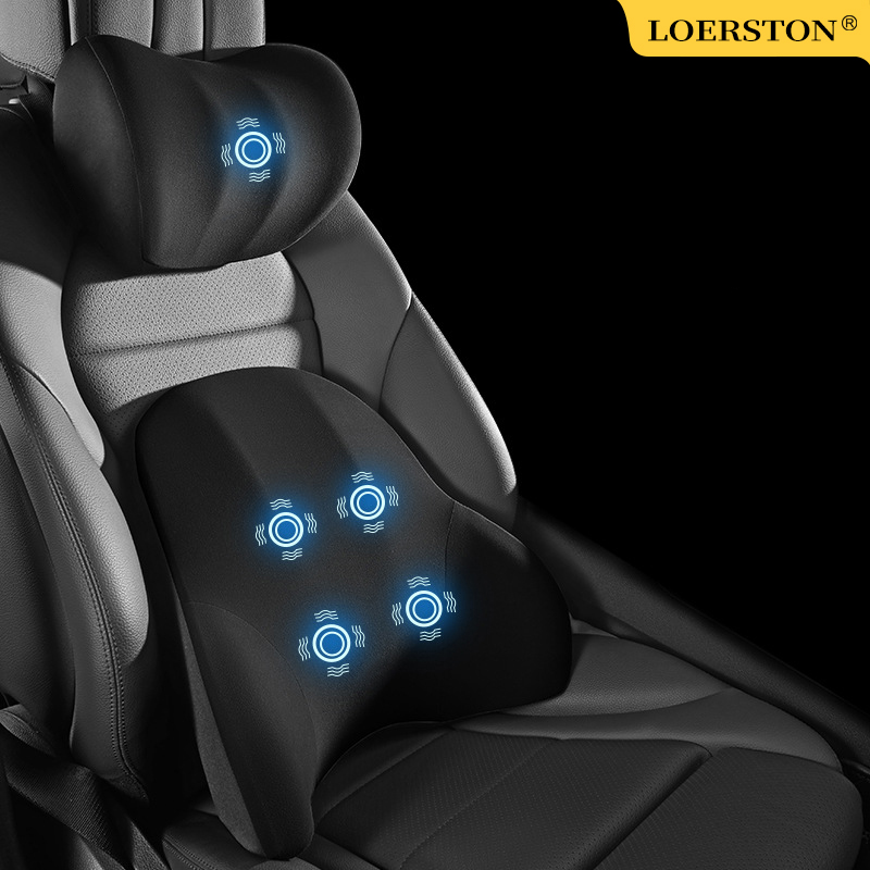 Memory Foam Car Neck Pillow Lumbar Support - Bantalan penopang pinggang mobil kulit PU,