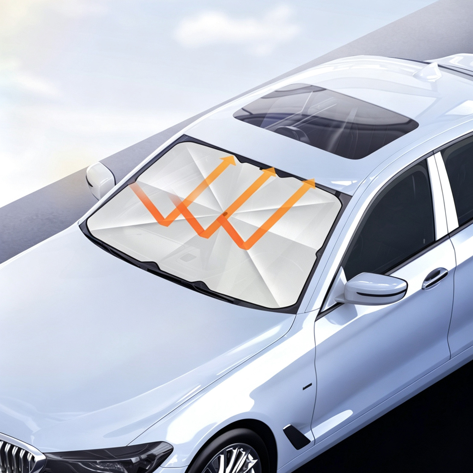 Payung Pelindung Matahari Kaca - Car Sunshade Windshield Umbrella Foldable ulasan dan harga