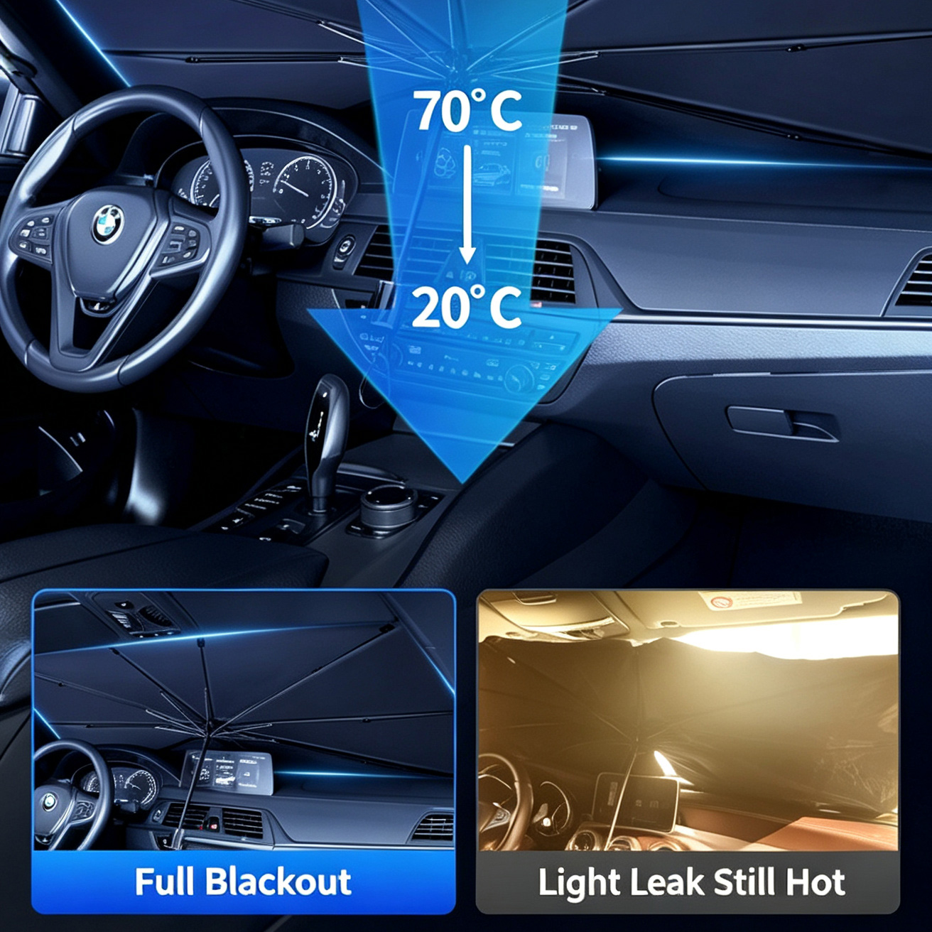 Payung Pelindung Matahari Kaca - Car Sunshade Windshield Umbrella Foldable ulasan dan harga