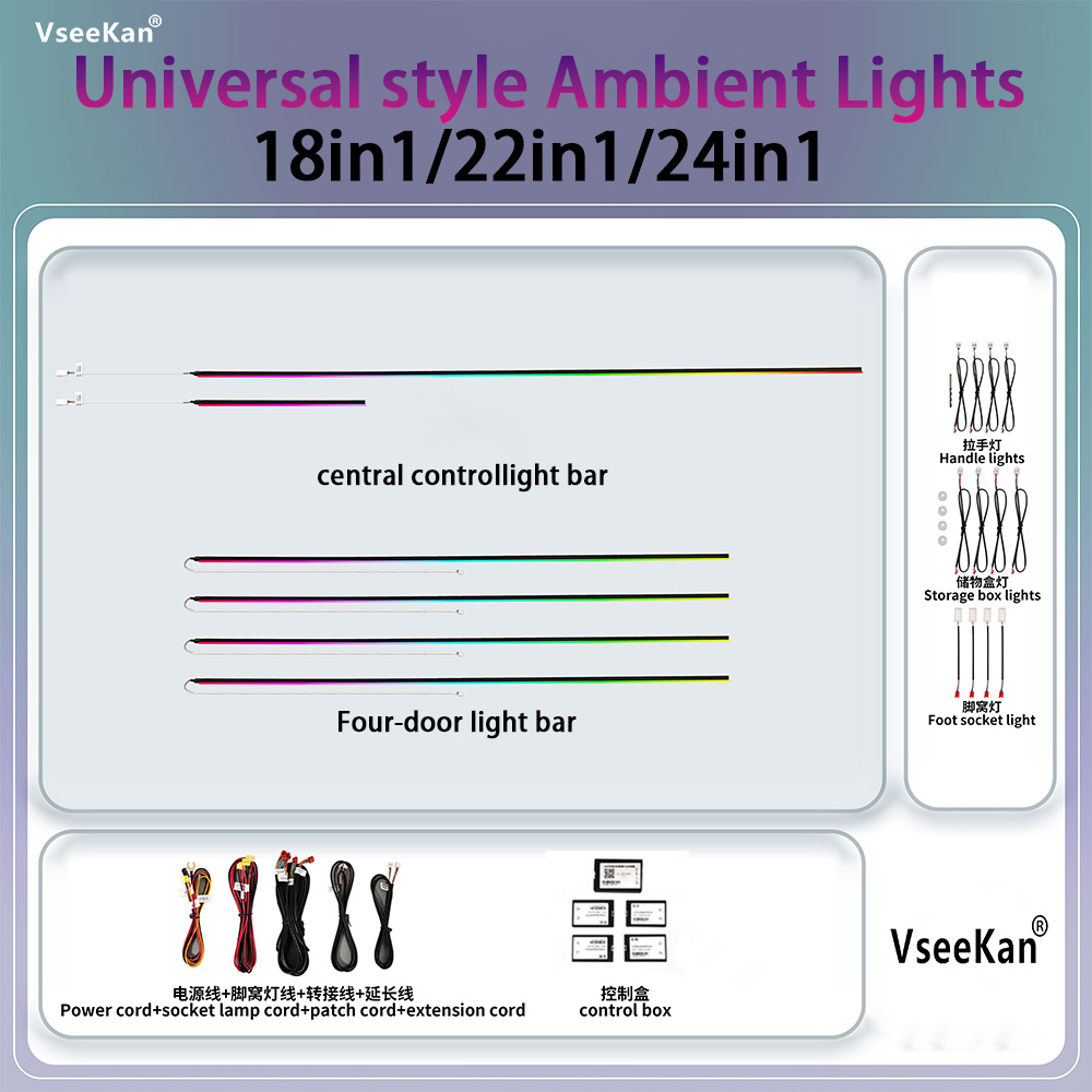 Kit Lampu Ambient Mobil, Kit L - Led Ambient Interior Car Lights App Control ulasan dan harga
