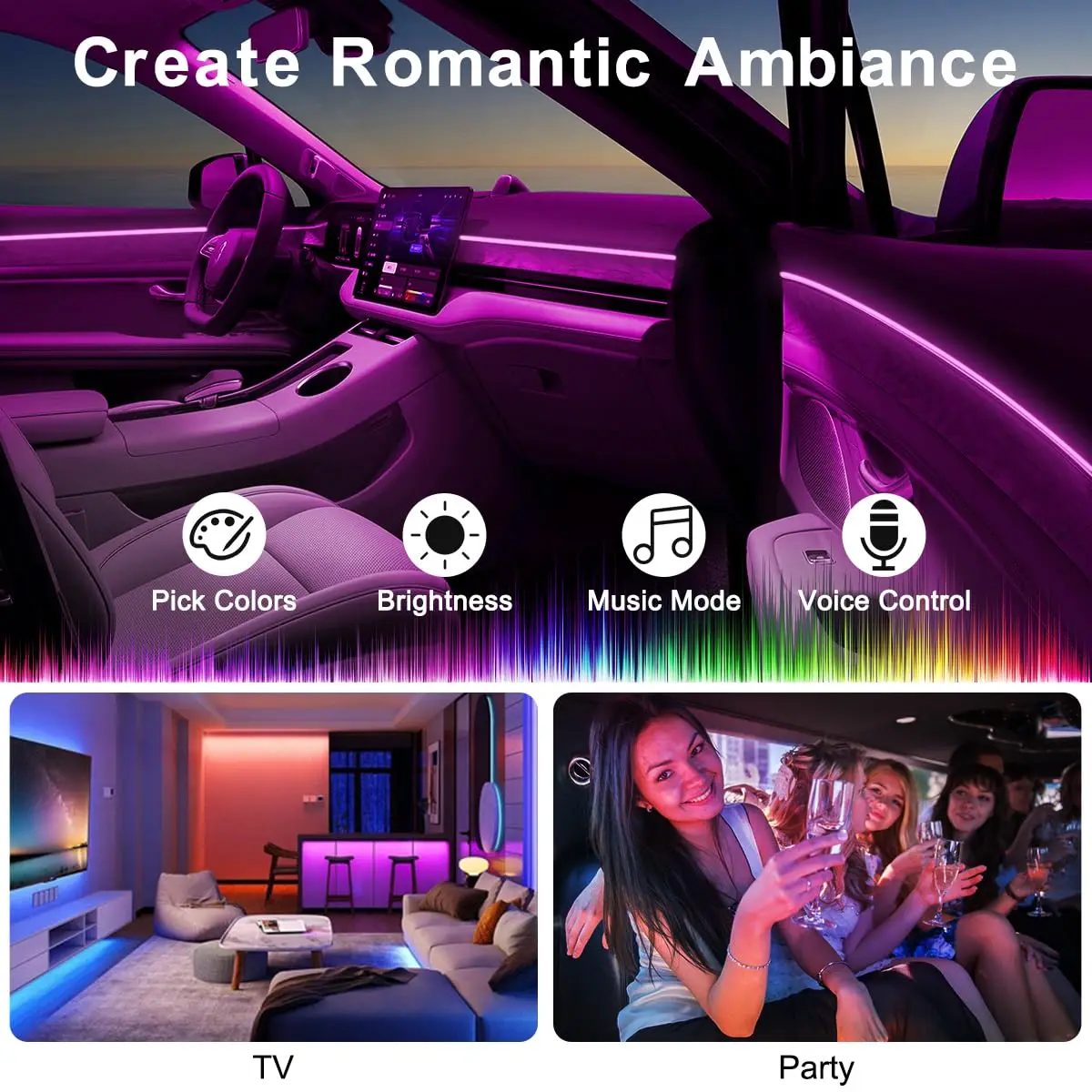 Kit Lampu Ambient Mobil LED RG - Led Ambient Interior Car Lights App Control ulasan dan harga