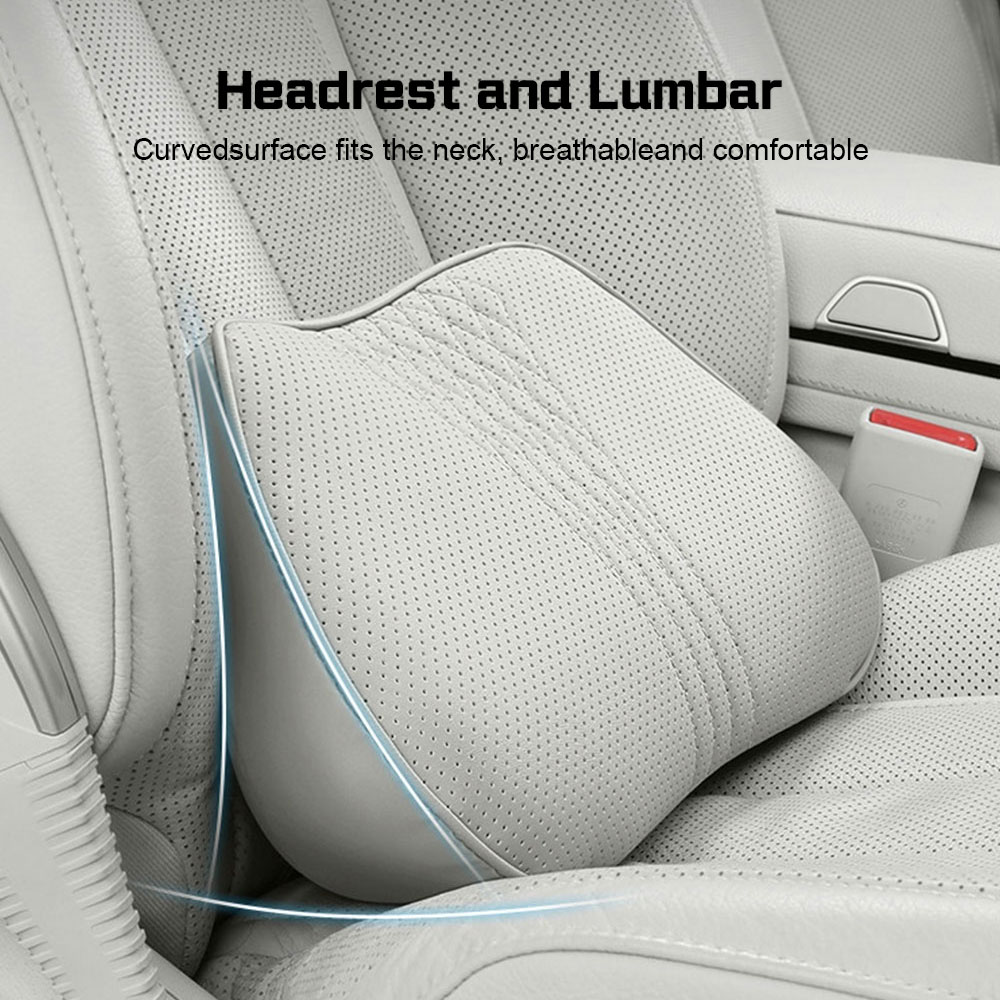 Bantal Leher Busa Memori Penya - Memory Foam Car Neck Pillow Lumbar Support ulasan dan harga