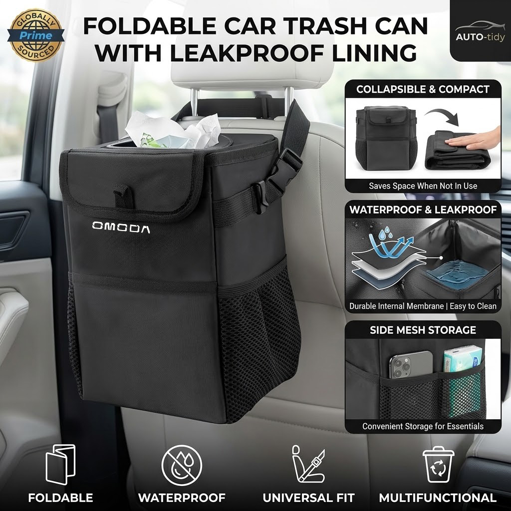 Tempat sampah mobil dengan tut - Waterproof Car Trash Can With Lid ulasan dan harga