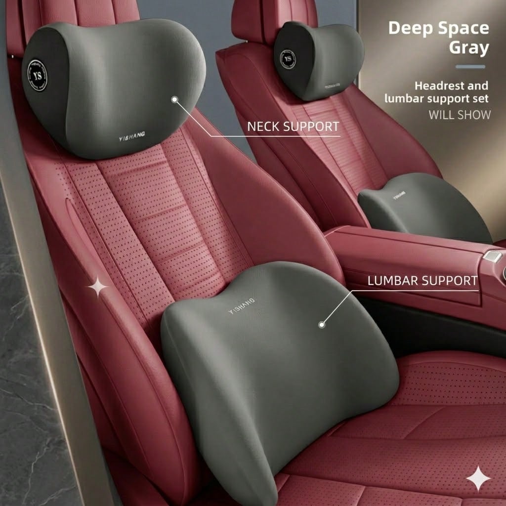 Bantal Sandaran Kepala & Penya - Memory Foam Car Neck Pillow Lumbar Support ulasan dan harga